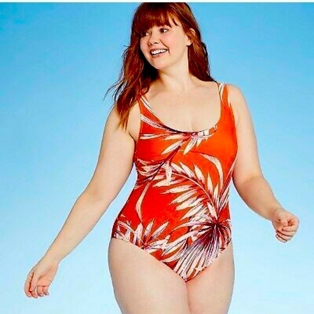 Kona Sol One Piece Orange Twist Back Cut Out Swimsuit Size Large